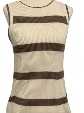 Splendid Sleeveless Cream and Brown Striped Knit Top